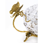 Конфетница из прозрачного рельефного стекла с ручками в виде стрекоз и фигуркой лебедя Eden Garden варинант исполнения - 2 | Loft Concept в Грозном