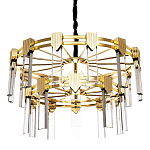 Двухъярусная люстра с прямоугольными хрустальными плафонами Glass Rectangles Gold Chandelier 76 варинант исполнения - 1 | Loft Concept в Грозном