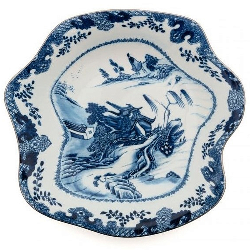 Тарелка глубокая Seletti Pagoda Белый Синий в Грозном | Loft Concept 