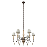 Люстра на металлическом основании с 6-ю белыми тканевыми абажурами Terrain варинант исполнения - 4 | Loft Concept в Грозном