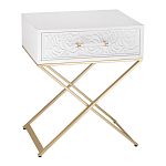 Приставной столик с выдвижным ящиком  White Table Carved Pattern варинант исполнения - 1 | Loft Concept в Грозном