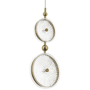 Подвесной светильник с круглым плафоном из рельефного стекла Peony Glass Brass Hanging Lamp
