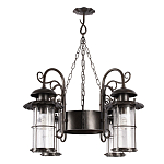 Уличная подвесная люстра с 4-мя цилиндрическими плафонами на цепях Elysian Lanterns варинант исполнения - 3 | Loft Concept в Грозном