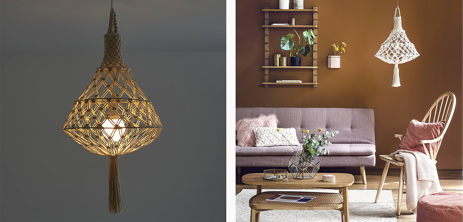 Подвесной светильник Macrame Wicker Hanging lamp Подвесной светильник Macrame Wicker Hanging lamp - Loft-Concept в Грозном