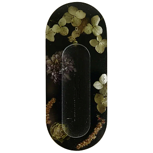 Подставка под благовония из эпоксидной смолы с цветами черная Epoxy Resin Flowers Incense Oval Stand Black