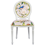 Стул светло-серый из натурального бука с изображением птиц и цветов Blooming Blue Birds варинант исполнения - 1 | Loft Concept в Грозном