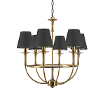 Люстра на металлическом основании бронзового цвета с 6-ю черными конусовидными абажурами Dignity варинант исполнения - 2 | Loft Concept в Грозном