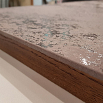 Стол обеденный с коричневой квадратной столешницей из керамики на четырех деревянных ножках Brown Ceramics варинант исполнения - 2 | Loft Concept в Грозном