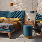 Пуф синий велюр на золотом металлическом основании Golden Belt варинант исполнения - 4 | Loft Concept в Грозном