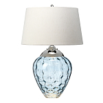 Настольная лампа со белым конусным абажуром и прозрачным голубым стеклянным основанием Quintiesse варинант исполнения - 1 | Loft Concept в Грозном