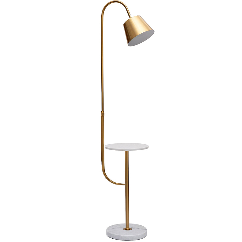 Торшер с мраморным столиком и золотым плафоном Ezio Floor Lamp Золотой Белый Мрамор Bianco Торшер с мраморным столиком и золотым плафоном Ezio Floor Lamp Золотой Белый Мрамор Bianco в Грозном | Loft Concept