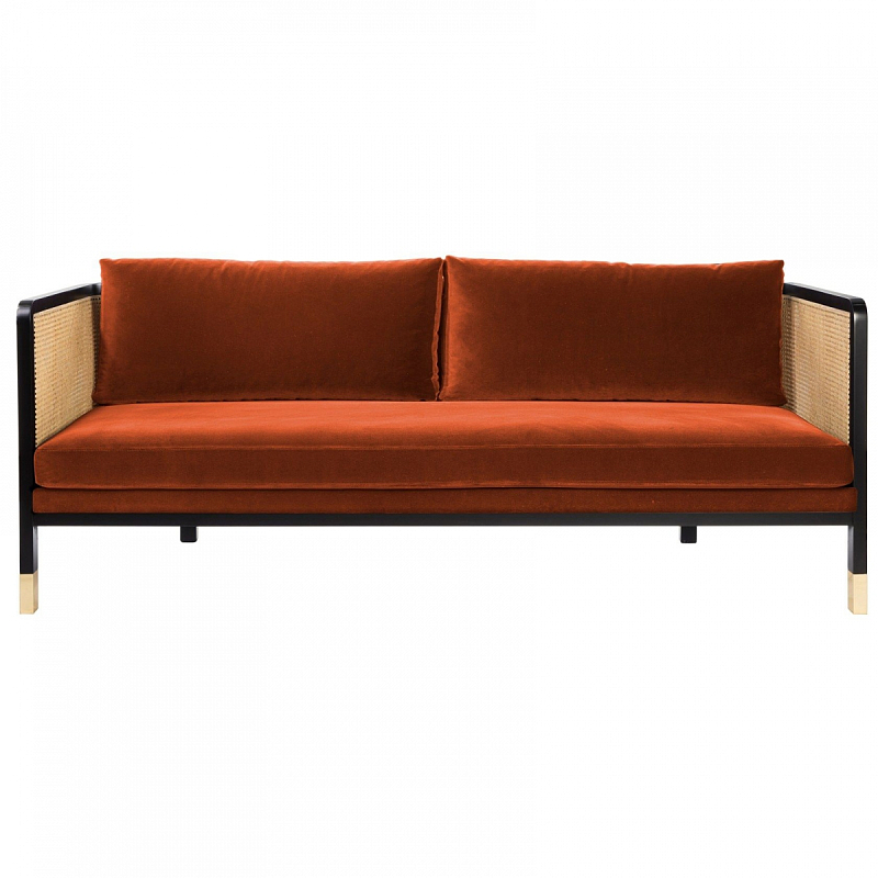 Диван Rattan Decor Sofa Terracotta Терракотовый Бежевый Черный Диван Rattan Decor Sofa Terracotta Терракотовый Бежевый Черный в Грозном | Loft Concept