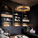 Люстра кольцевая чёрного цвета с вертикальными стеклянными элементами Ring Horizontal варинант исполнения - 2 | Loft Concept в Грозном