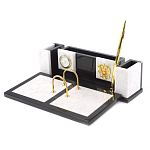 Настольный письменный набор из белого мрамора и змеевика Marble Accessory варинант исполнения - 2 | Loft Concept в Грозном