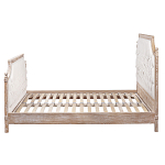 Кровать двуспальная светло-бежевая с основанием из массива дуба с мягким изголовьем Flax Beds варинант исполнения - 2 | Loft Concept в Грозном