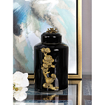 Банка с крышкой из фарфора с бронзовым цветочным элементом Eden Garden варинант исполнения - 4 | Loft Concept в Грозном