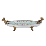 Блюдо овальное из голубого фарфора с ручками в виде бабочек и цветочным рисунком Blue Garden варинант исполнения - 1 | Loft Concept в Грозном