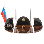 Настольный письменный набор с часами из природного камня обсидиана Oval Office варинант исполнения - 1 | Loft Concept в Грозном