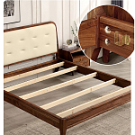 Кровать двуспальная с каркасом из дерева и мягким изголовьем Moon Walnut Bed варинант исполнения - 5 | Loft Concept в Грозном