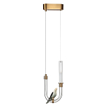 Подвесной светильник с декоративной фигуркой птицы на прозрачной изогнутой трубке Ganthea варинант исполнения - 2 | Loft Concept в Грозном