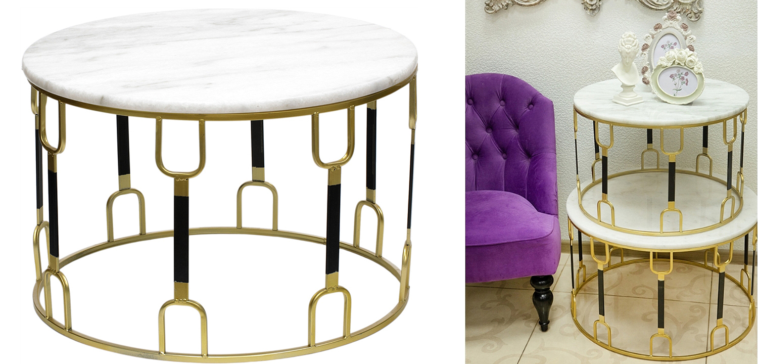 Приставной стол Dorius Side Table white marble Приставной стол Dorius Side Table white marble - Loft-Concept в Грозном