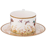 Чайная пара из фарфора с изображением собаки и уток 300 мл Hunting Porcelain Collection варинант исполнения - 2 | Loft Concept в Грозном