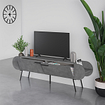 ТВ-тумба серая с 2-мя откидными дверцами и 2-мя открытыми полками CAPSULE TV STAND RETRO GREY варинант исполнения - 2 | Loft Concept в Грозном