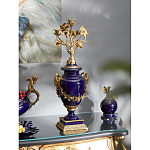 Подсвечник из темно-синего фарфора с бронзовыми элементами и цветами Eden Garden варинант исполнения - 2 | Loft Concept в Грозном