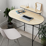 Стол письменный овальной формы с полкой LOUB WORKING TABLE BLACK OAK варинант исполнения - 5 | Loft Concept в Грозном