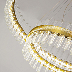 Люстра подвесная двухъярусная с золотистымыми кольцами и прозрачными стеклянными элементами Ring Horizontal варинант исполнения - 3 | Loft Concept в Грозном