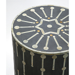 Приставной круглый столик с инкрустацией Mandika Bone Inlay Gray варинант исполнения - 1 | Loft Concept в Грозном