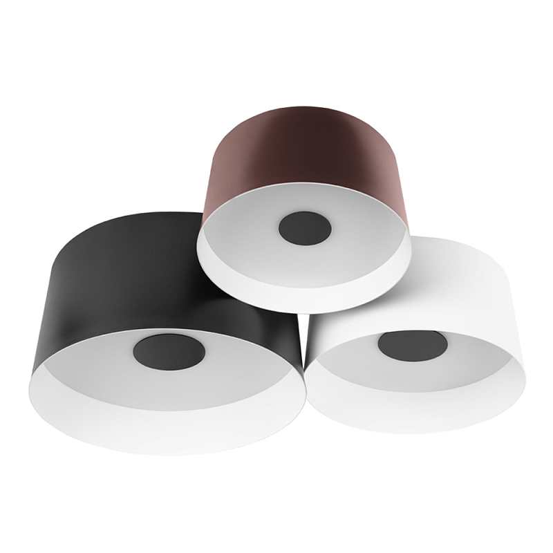 Потолочный светильник с 3-мя цилиндрическими абажурами черного белого и коричневого цвета Urban Dome Черный Белый Коричневый в Грозном | Loft Concept 