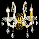 Бра с двумя лампами и крупными хрустальными подвесками на золотом основании Crystal lamps варинант исполнения - 2 | Loft Concept в Грозном