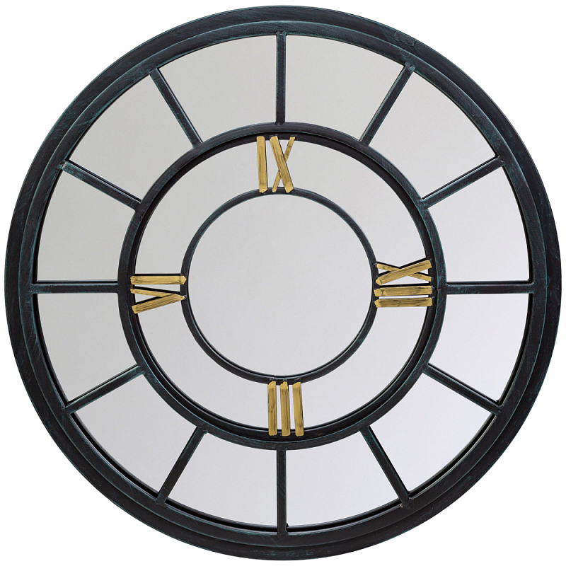Зеркало настенное в чёрной металлической раме в виде часов Mirror Tower Clock Черный Зеркало Зеркало настенное в чёрной металлической раме в виде часов Mirror Tower Clock Черный Зеркало в Грозном | Loft Concept