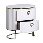 Тумбочка белая овальная с мраморной столешницей Thoroughbass варинант исполнения - 2 | Loft Concept в Грозном