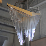 Люстра золотого цвета в форме галочки с каскадом длинных прозрачных трубок Eurofase варинант исполнения - 14 | Loft Concept в Грозном