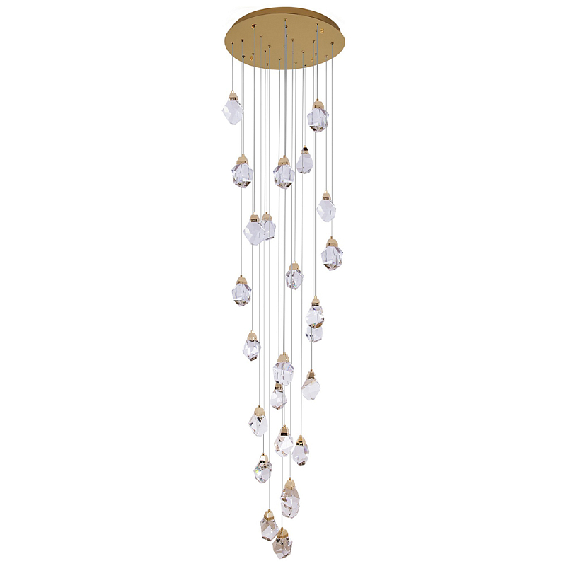 Большая каскадная люстра с хрустальными плафонами Esme Crystal Brass Cascade Chandelier 25 Золотой Прозрачный Большая каскадная люстра с хрустальными плафонами Esme Crystal Brass Cascade Chandelier 25 Золотой Прозрачный в Грозном | Loft Concept