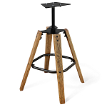 Барный стул со спинкой и металлической подставкой на 4-х деревянных ножках Коричневый Велюр Vendramin Chair варинант исполнения - 5 | Loft Concept в Грозном