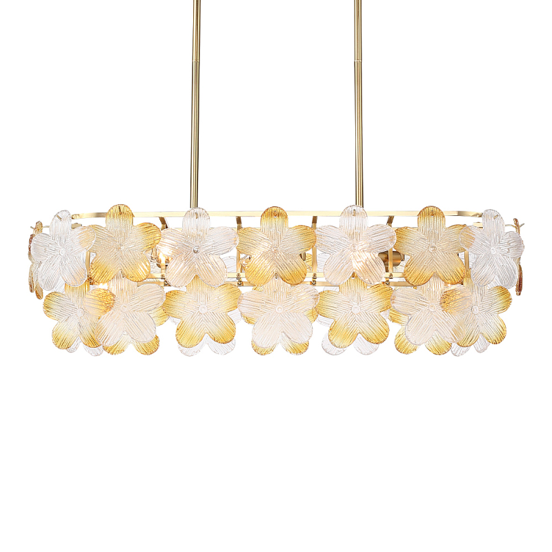 Люстра овальная с цветочными мотивами Light Floral Glow Прозрачный Янтарный Золотой в Грозном | Loft Concept 