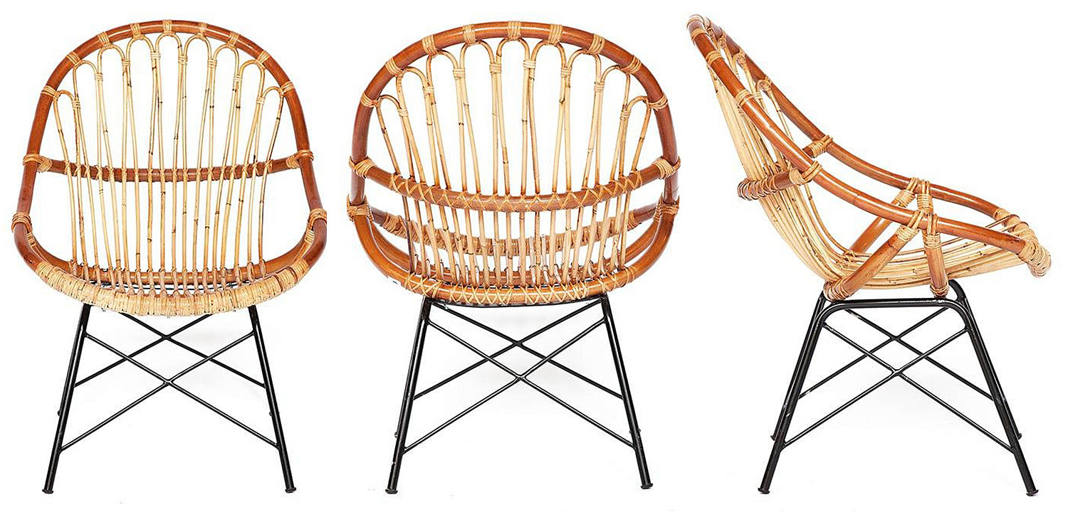 Кресло Rattan Wicker Chair Red Carcass Кресло Rattan Wicker Chair Red Carcass - Loft-Concept в Грозном