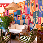 Обои ручная роспись в стиле Арт-деко Jazz Original colourway on painted silk with embroidery варинант исполнения - 1 | Loft Concept в Грозном