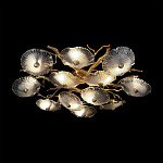 Потолочная люстра круглая ветвистыми бронзовыми элементами и стеклянными рифлеными дисками Textured Glass Chandelier варинант исполнения - 4 | Loft Concept в Грозном