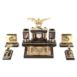 Настольный письменный набор из яшмы и долерита с декором Двуглавый орел Manager Organizer варинант исполнения - 1 | Loft Concept в Грозном