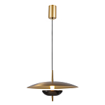 Подвесной светильник с золотым металлическим плафоном округлой формы и декоративным элементом из чёрного мрамора Midnight Grace  варинант исполнения - 1 | Loft Concept в Грозном