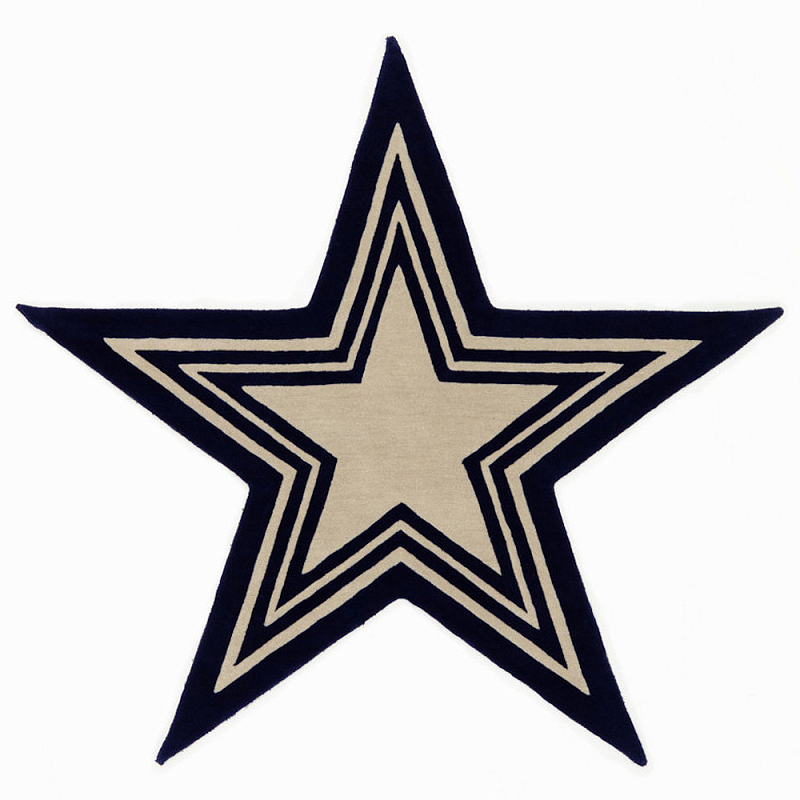 Дизайнерский ковер в виде звезды Poltronova Tappeto Stellina  Navy Blue Grey Rug Темно-синий Бежево-серый в Грозном | Loft Concept 