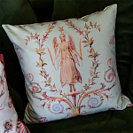 Декоративная подушка светло-зеленая с растительным орнаментом Raffael Angel Green Cushion варинант исполнения - 3 | Loft Concept в Грозном