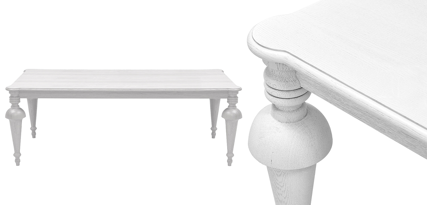 Обеденный деревянный стол Kelise White Dinner Table Белый Обеденный деревянный стол Kelise White Dinner Table Белый - Loft-Concept в Грозном