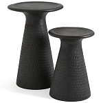 Круглый приставной столик из массива манго Piero Black Side Table варинант исполнения - 3 | Loft Concept в Грозном