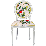 Стул светло-серый из натурального бука с изображением птиц и цветов Blooming Birds Red  варинант исполнения - 1 | Loft Concept в Грозном