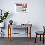 Стол письменный из массива бука с 2-мя ящиками серый Wenge Light варинант исполнения - 5 | Loft Concept в Грозном